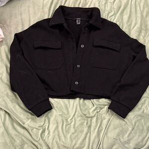 Forever 21 Black Cropped Button-Up Jacket